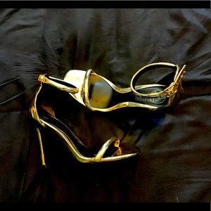 Gold strappy heels